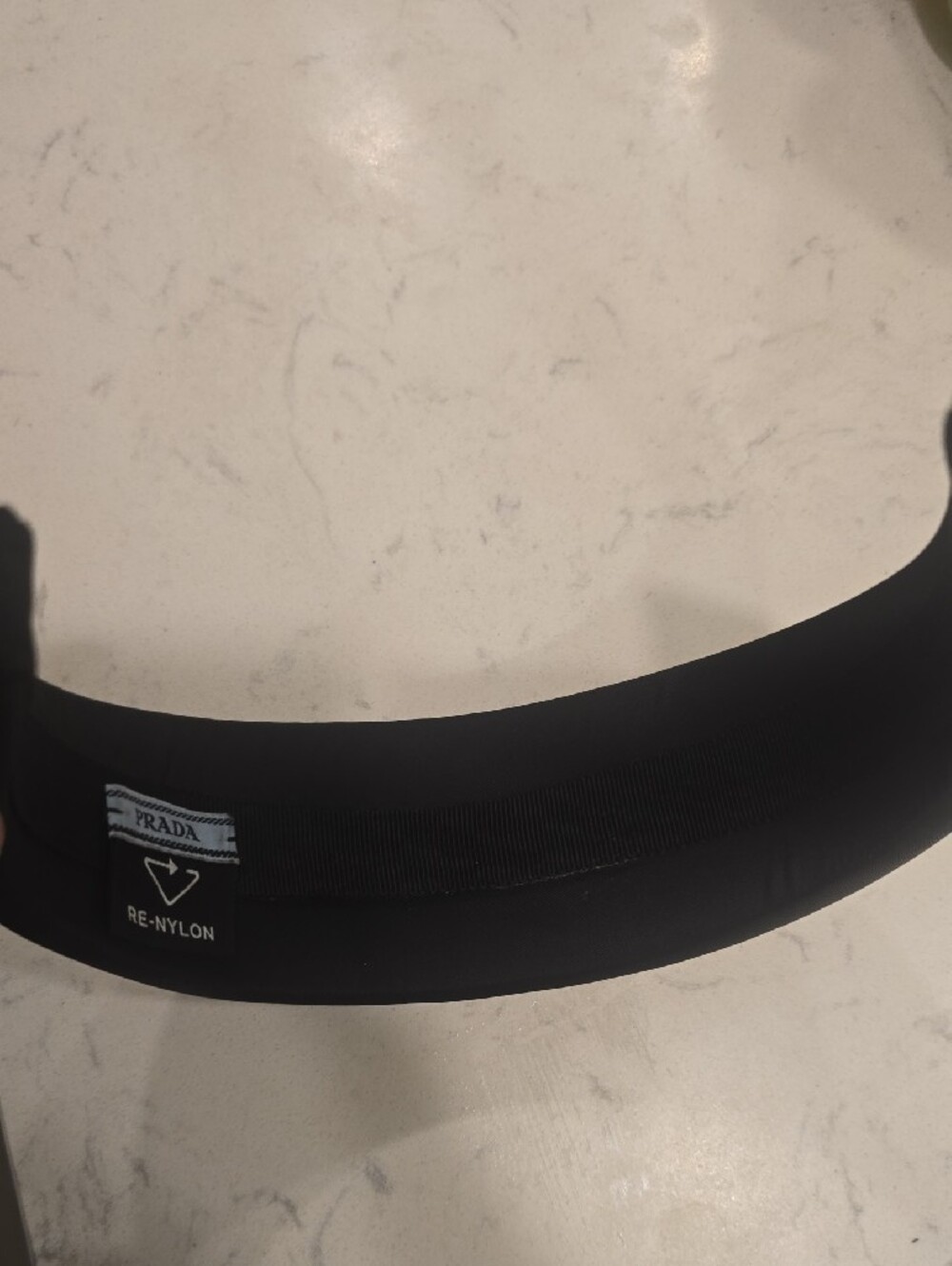 Prada Black Headband with Silver Triangular Logo - Picture 3 of 9